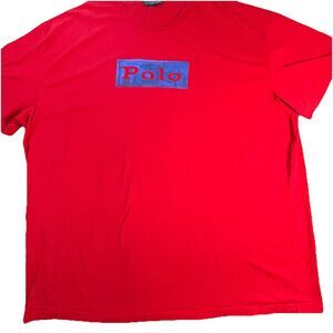 Vintage Polo Ralph Lauren Shirt Mens Red 4XB Big Tall Spell Out Logo Casual 90's